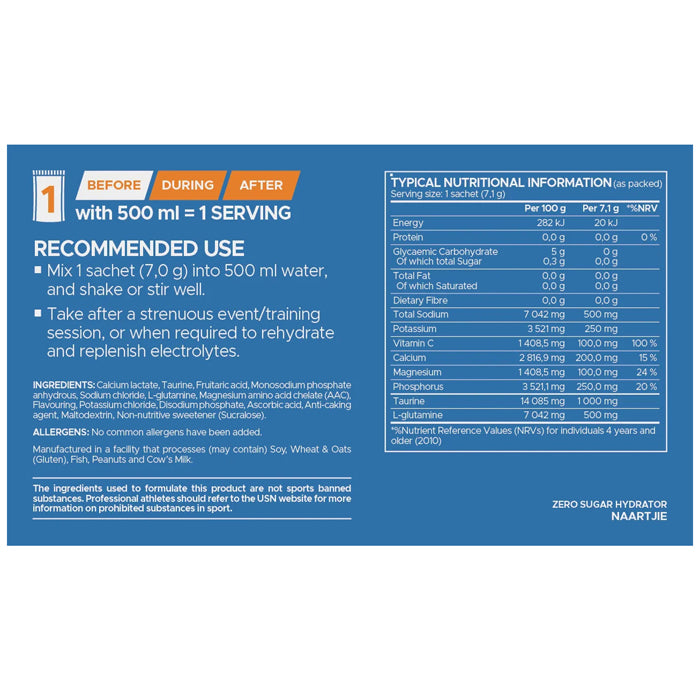 USN Zero Sugar Hydrator (10 sachets)