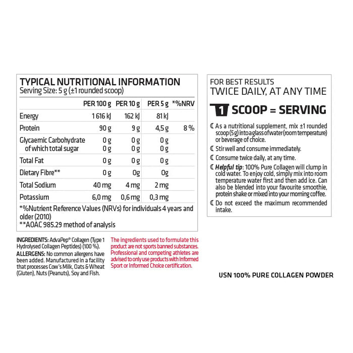 USN 100% Pure Collagen (40 serves)
