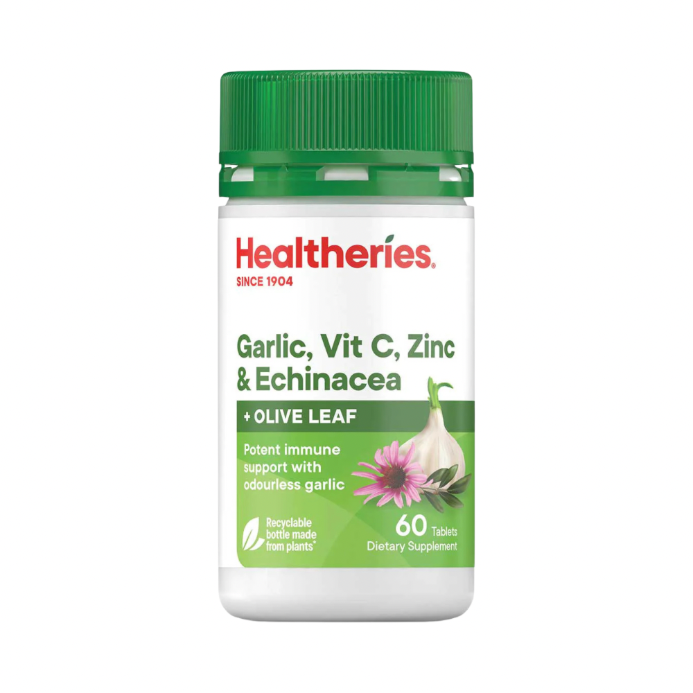 Healtheries Garlic Vit C Zinc & Echinacea with Olive Leaf
