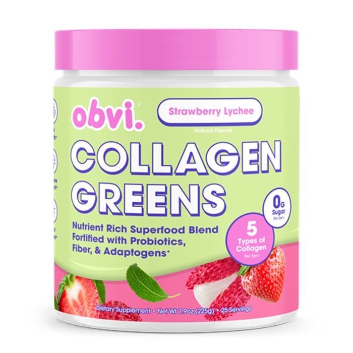 OBVI Collagen Greens Powder Strawberry Lychee Flavour - 25 Serves
