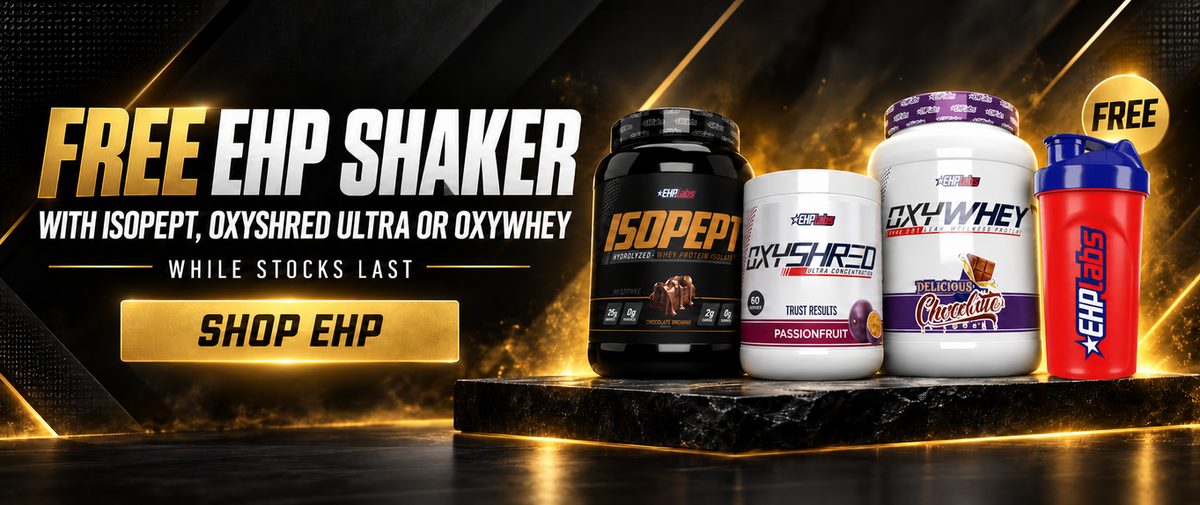 Free EHP Labs red shaker with IsoPept, OxyShred Ultra or OxyWhey