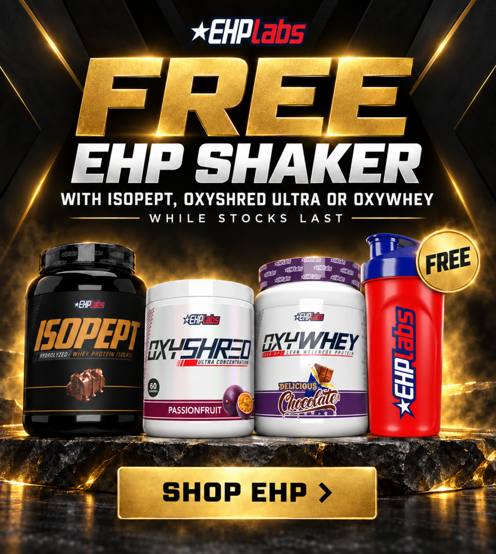 Free EHP Labs red shaker with IsoPept, OxyShred Ultra or OxyWhey
