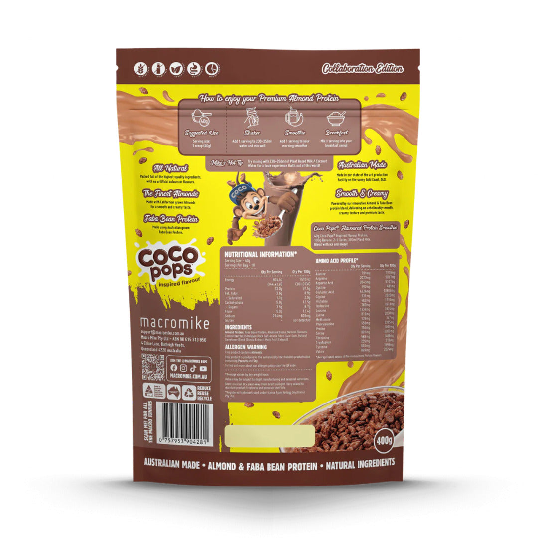 Macro Mike x Kellogg's Coco Pops nutrition panel
