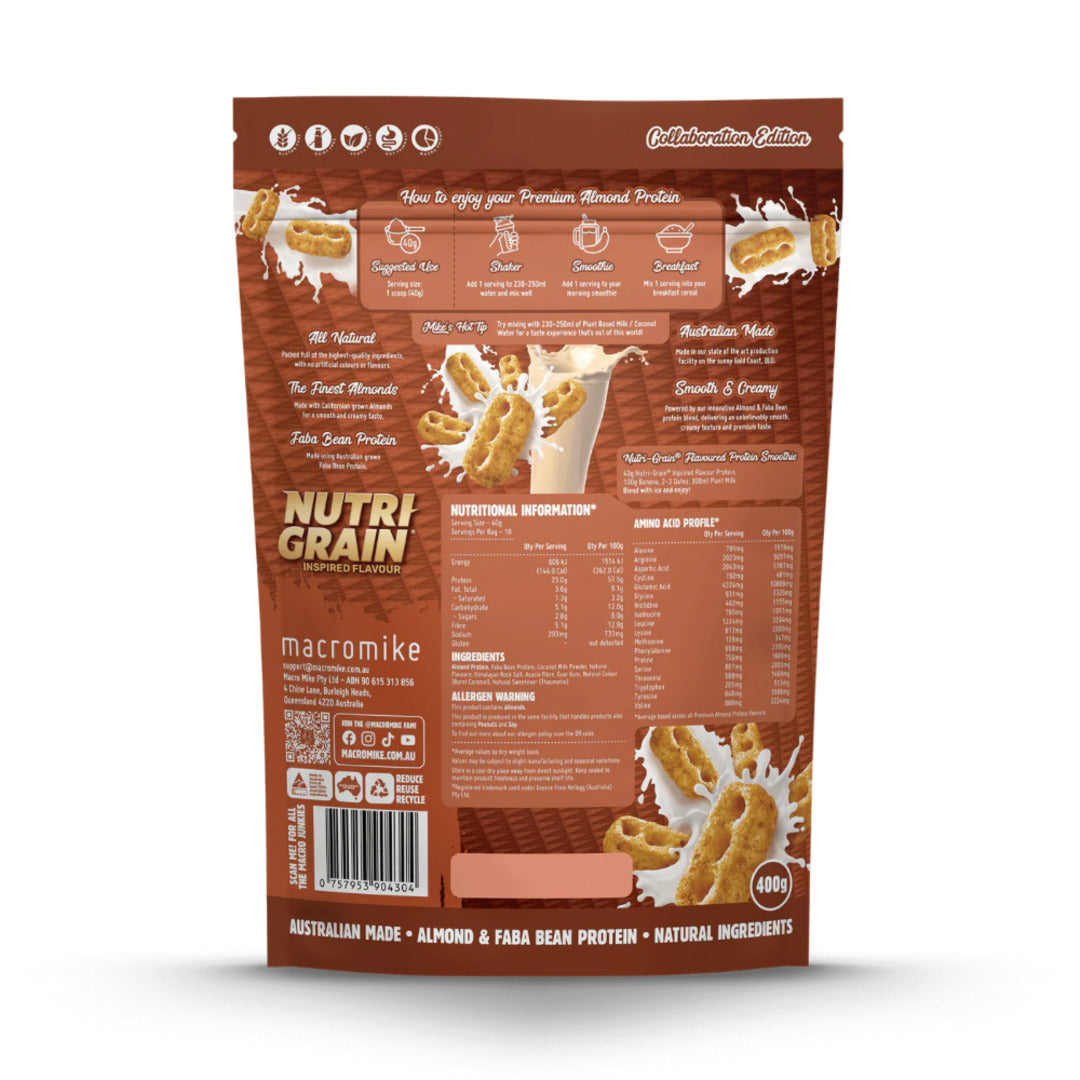 Macro Mike x Kellogg's Nutri-Grain nutrition panel