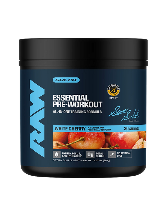 RAW Essential Pre-Workout White Cherry Sam Sulek Edition