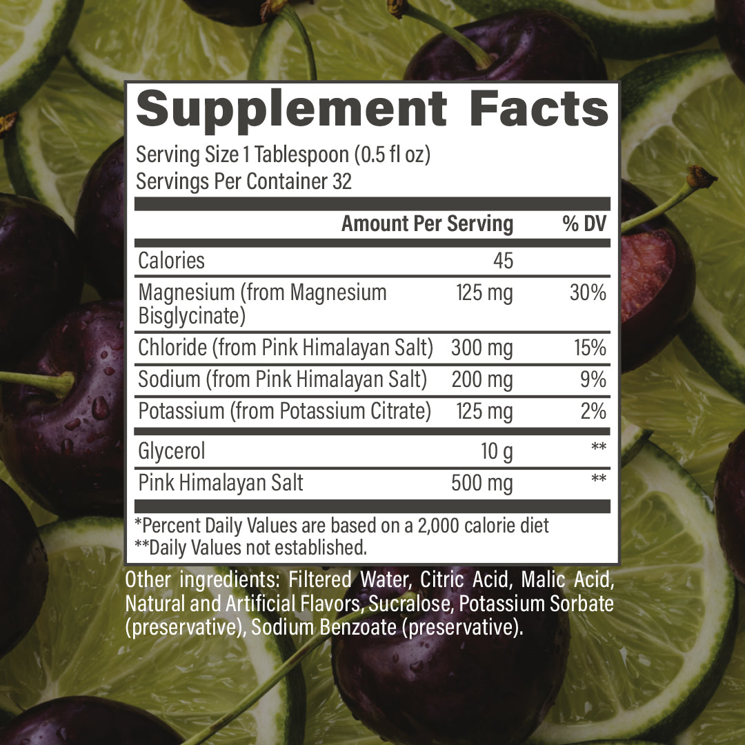 RAW Liquid Glycerol Cherry Lime supplement facts and nutrition panel